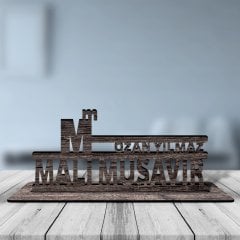 Kişiye Özel Mesleki Mali Müşavir Ahşap Masa İsimliği  - 4