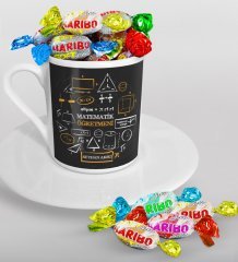 Kişiye Özel Matematik Öğretmeni Türk Kahvesi Fincanı ve Haribo Şeker Hediye Seti-10