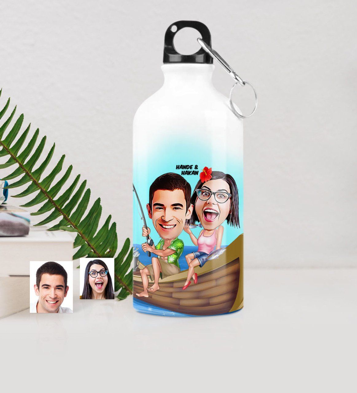 Kişiye Özel Sevgililer Karikatürlü Metal Suluk (500 ml.) - 9