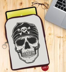 BK Gift Kurukafa Tasarımlı Taşınabilir Koruyucu Tablet Kılıfı & Organizer Çanta - Bordo-2