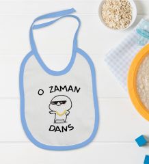 BK Kids O Zaman Dans Tasarımlı Mavi Bebek Mama Önlüğü-1