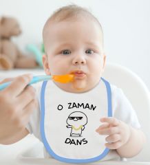 BK Kids O Zaman Dans Tasarımlı Mavi Bebek Mama Önlüğü-1
