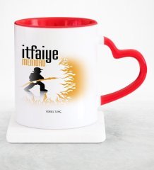 Kişiye Özel Mesleki İtfaiye Memuru Kırmızı Kalpli Kupa Bardak