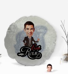 Kişiye Özel Evin Reisi Karikatürlü Yuvarlak Dekoratif Kırlent Yastık-3
