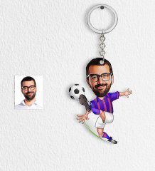 Kişiye Özel Futbolcu Bordo Mavi Karikatür Anahtarlık - 1
