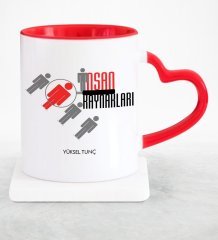 Kişiye Özel Mesleki İnsan Kaynakları Kırmızı Kalpli Kupa Bardak