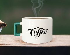 BK Gift Kişiye Özel İsimli Yeşil Kulplu Çay & Kahve Fincanı-2, Arkadaşa Hediye, Sevgiliye Hediye