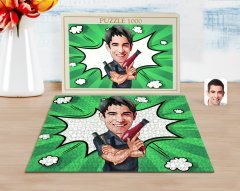 Kişiye Özel Erkek Kuaför Karikatürlü 1000 Parça Profesyonel Puzzle-1