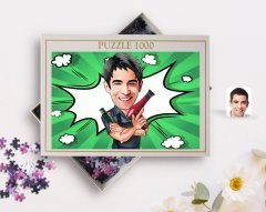Kişiye Özel Erkek Kuaför Karikatürlü 1000 Parça Profesyonel Puzzle-1