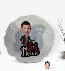 Kişiye Özel Evin Reisi Karikatürlü Yuvarlak Dekoratif Kırlent Yastık-2