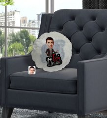 Kişiye Özel Evin Reisi Karikatürlü Yuvarlak Dekoratif Kırlent Yastık-2