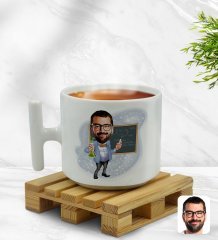 Kişiye Özel Erkek Kimya Öğretmeni Karikatürlü T Kulplu Beyaz Middle Kupa Bardak-1