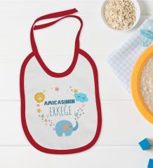 BK Kids Amcasının Erkeğe Tasarımlı Kırmızı Bebek Mama Önlüğü-1