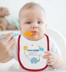 BK Kids Amcasının Erkeğe Tasarımlı Kırmızı Bebek Mama Önlüğü-1