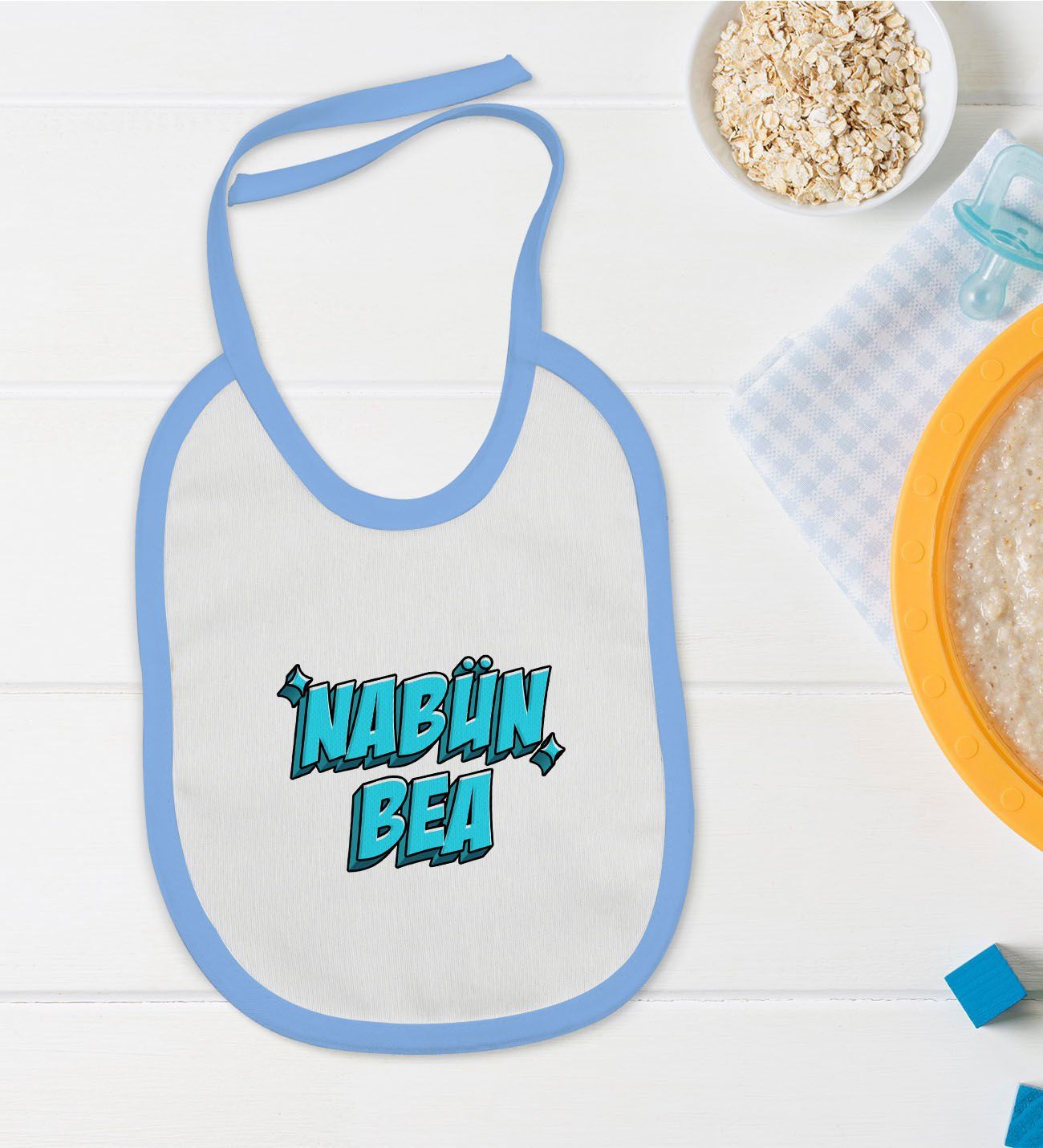 BK Kids Nabün Bea Tasarımlı Mavi Bebek Mama Önlüğü-1