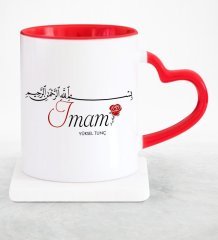 Kişiye Özel Mesleki İmam Kırmızı Kalpli Kupa Bardak - 2