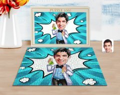 Kişiye Özel Erkek Kimyager Karikatürlü 1000 Parça Profesyonel Puzzle-2