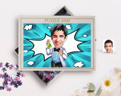 Kişiye Özel Erkek Kimyager Karikatürlü 1000 Parça Profesyonel Puzzle-2