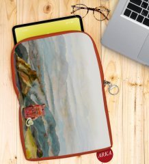 BK Gift Suluboya Tasarımlı Taşınabilir Koruyucu Tablet Kılıfı & Organizer Çanta - Turuncu-1