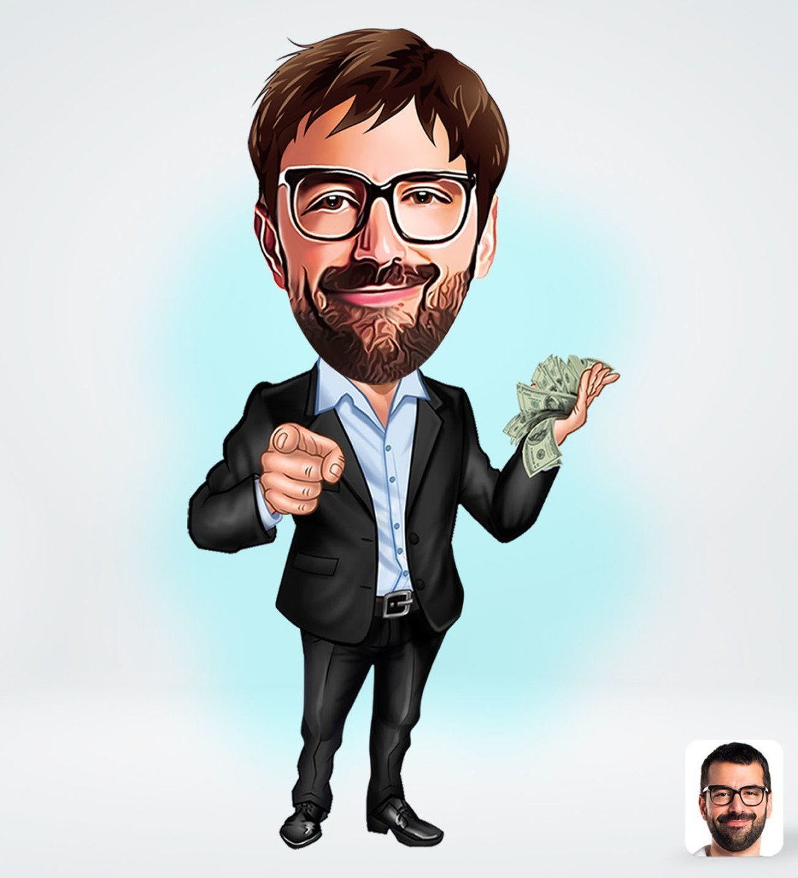 Kişiye Özel Erkek Milyoner Tasarımlı Dijital Karikatür-1