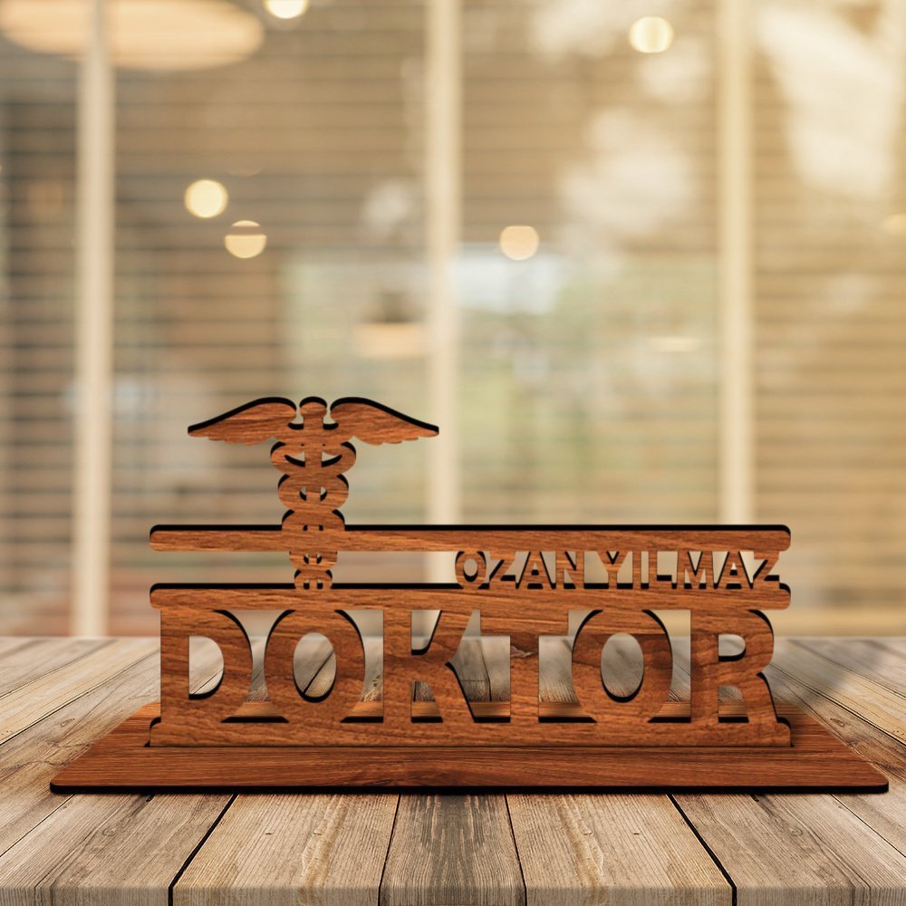 Kişiye Özel Mesleki Doktor Ahşap Masa İsimliği  - 1