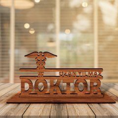 Kişiye Özel Mesleki Doktor Ahşap Masa İsimliği  - 1