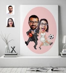 Kişiye Özel Sevgililer Karikatürlü Kanvas Tablo (50 x 70 cm.) 15