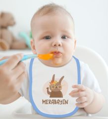 BK Kids Merabayın Tasarımlı Mavi Bebek Mama Önlüğü-1