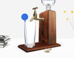 BK Home Musluklu Doğal Ahşap Vodka Standı - Ceviz