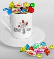 Kişiye Özel En İyi Öğretmen Türk Kahvesi Fincanı ve Haribo Şeker Hediye Seti-7