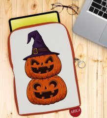 BK Gift Pumpkin Tasarımlı Taşınabilir Koruyucu Tablet Kılıfı & Organizer Çanta - Turuncu-1
