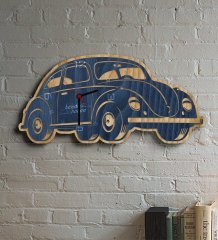 Kişiye Özel Retro Beetle Tasarımlı Ahşap Duvar Saati (Model 2-2)