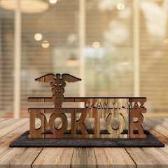 Kişiye Özel Mesleki Doktor Ahşap Masa İsimliği  - 3
