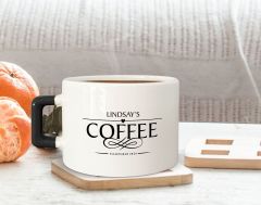BK Gift Kişiye Özel İsimli Tarihli Siyah Kulplu Çay & Kahve Fincanı-2, Arkadaşa Hediye, Sevgiliye Hediye