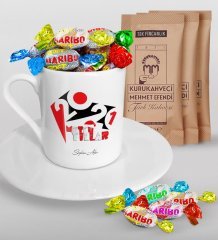 BK Gift Kişiye Özel 2023 Mutlu Yıllar Türk Kahvesi Fincanı Mehmet Efendi Kahve ve Haribo Şeker Hediye Seti-13