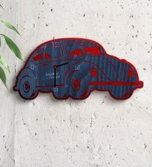 Kişiye Özel Retro Beetle Tasarımlı Ahşap Duvar Saati (Model 2-1)