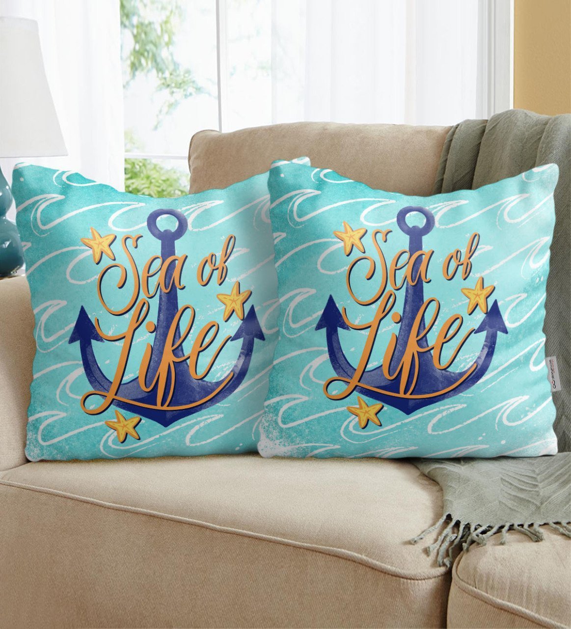 BK Gift Sea Of Life Tasarımlı İkili Yastık-1