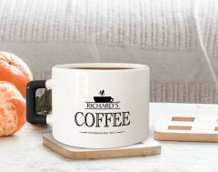 BK Gift Kişiye Özel İsimli Tarihli Siyah Kulplu Çay & Kahve Fincanı-1, Arkadaşa Hediye, Sevgiliye Hediye