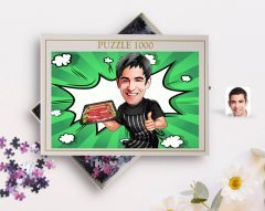Kişiye Özel Erkek Kasap Karikatürlü 1000 Parça Profesyonel Puzzle-1