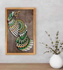BK Home Tavus Kuşu Dekoratif Retro Ahşap Tablo-1