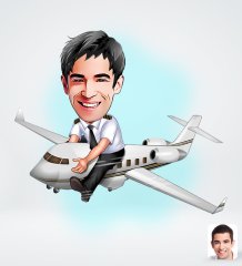 Kişiye Özel Erkek Kaptan Pilot Tasarımlı Dijital Karikatür-1