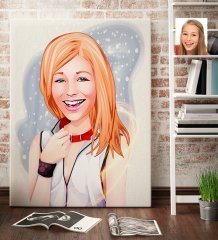 Kişiye Özel Bayan Karikatürlü Kanvas Tablo 70x100cm -35