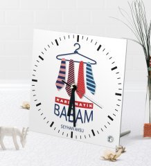 Kişiye Özel Karizmatik Babam Masaüstü Kare Cam Saat
