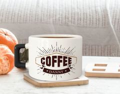 BK Gift Kişiye Özel İsimli Siyah Kulplu Çay & Kahve Fincanı-25, Arkadaşa Hediye, Sevgiliye Hediye