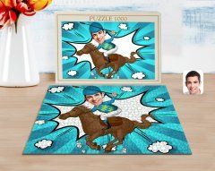 Kişiye Özel Erkek Jokey Karikatürlü 1000 Parça Profesyonel Puzzle-1