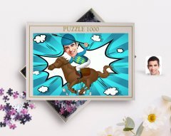 Kişiye Özel Erkek Jokey Karikatürlü 1000 Parça Profesyonel Puzzle-1