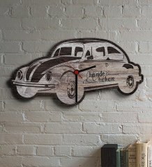 Kişiye Özel Retro Beetle Tasarımlı Ahşap Duvar Saati (Model 1-3)