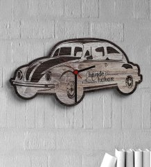 Kişiye Özel Retro Beetle Tasarımlı Ahşap Duvar Saati (Model 1-3)