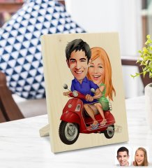 Kişiye Özel Sevgililer Karikatürlü Dekoratif Ahşap Çerçeve Model 10