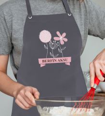 BK Gift Kişiye Özel İsimli Anneler Günü Tasarımlı Profesyonel Antrasit Mutfak Önlüğü, Aşçı Önlüğü, Şef Önlüğü, Anneye Hediye-13